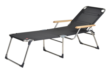 FIAM® Liegestuhl AMIGO 40+ Schwarz mit Armlehnen/Eschenholz